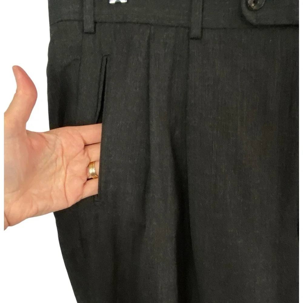 LORO PIANA Men Tasmanian Super 120 Wool Pleated Front Pants Sz 38 Charcoal‎ 10-7